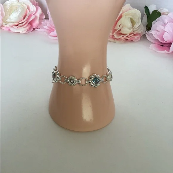 STERLING BYZANTINE TOPAZ BRACELET - Picture 6 of 9